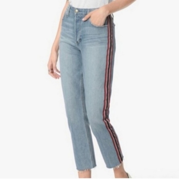 Joe's Jeans Smith High Rise Straight Leg Ankle Jean Side Stripe Raw Hem - Picture 2 of 15